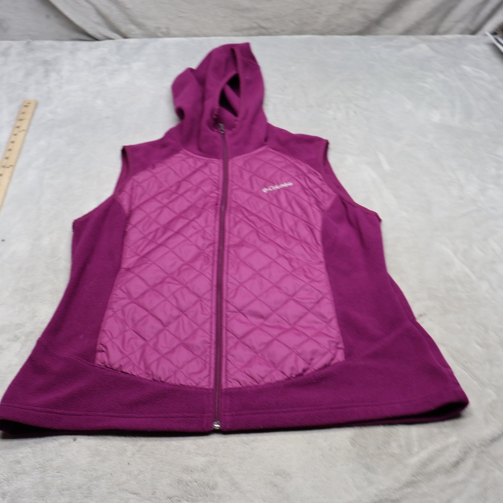 Columbia Vest Womens XL Purple Powder Pillow Insulated Quilted Fleece Hybrid